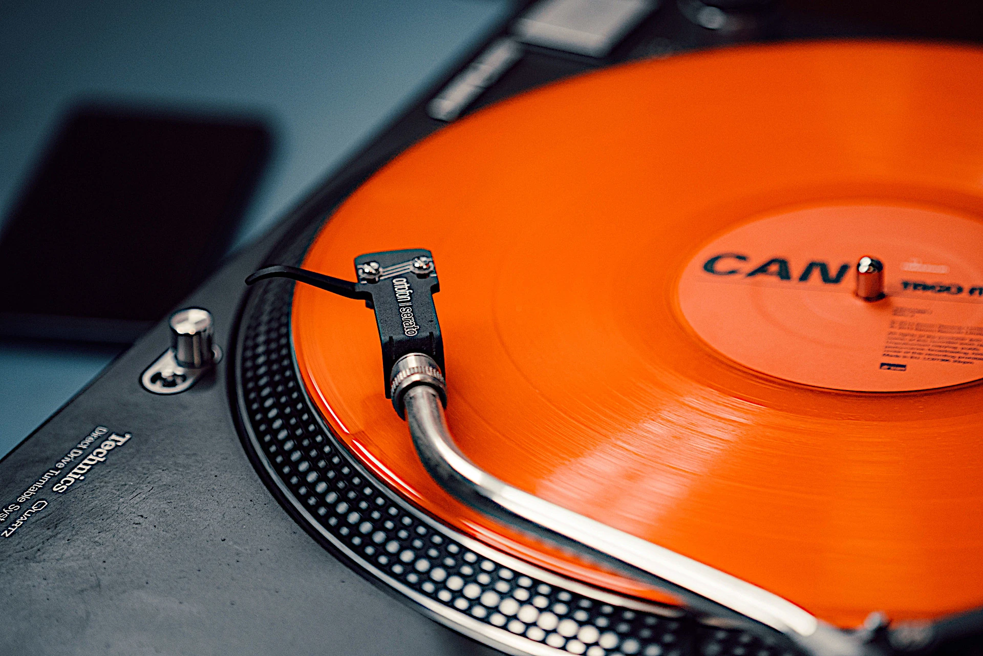 Vinyl record on turntable